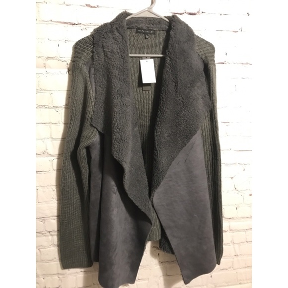 Sherpa draped soft and fuzz knit open front jacket - Picture 5 of 7